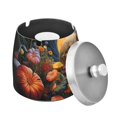 thumbnail image 2 of Elephant Flowers and Moon Butterflies Ashtray with Lid Smell Proof Cigarette Ashtray Stainless Steel Smokeless Ash Holder for Indoor Outdoor, 2 of 7