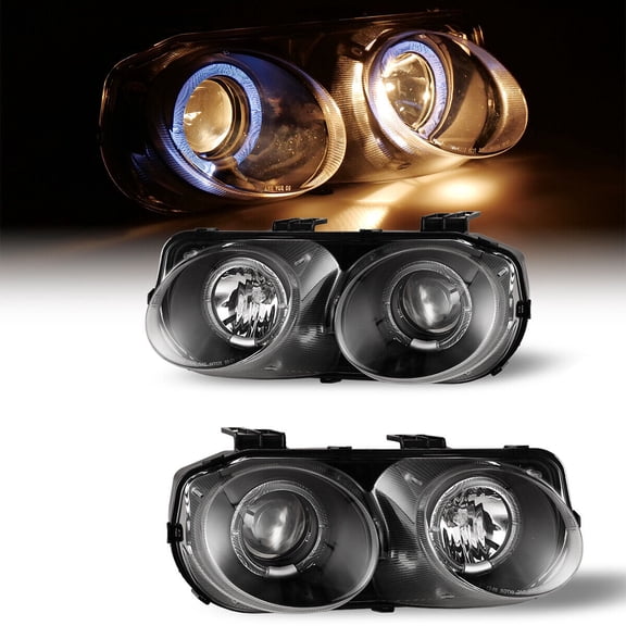 Pair Headlights For 1998-2001 Acura Integra Projector Halo Black Clear Headlamps