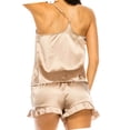 thumbnail image 2 of Womens Ladies Satin PJ Pajama Racerback Cami & Shorts Set 32410, Taupe (1 set), Size L, 2 of 3