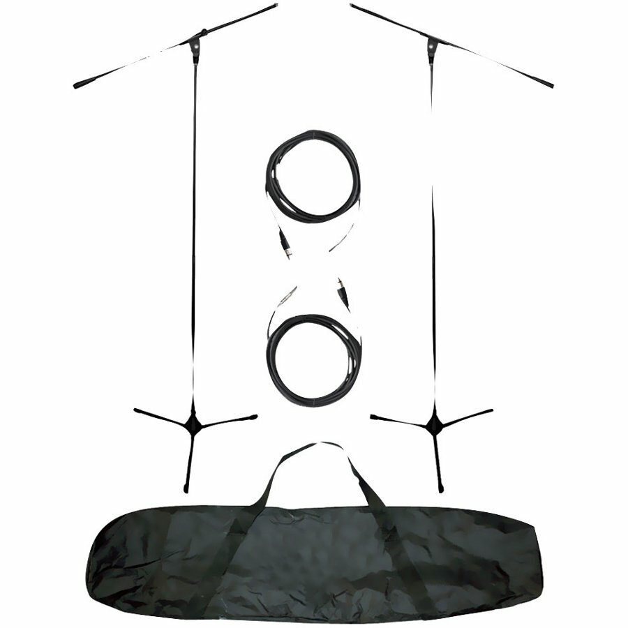 PylePro Dual Tripod Microphone Stand Kit w/ Dual 1/4'' to XLR Mic Cables & 1 Bag Kit