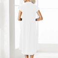 thumbnail image 6 of Uaswgudfs Women's Casual Short Sleeve V-Neck Midi Dress​ - Summer Shift Style with Button Front & Pocket, Draped Office-Ready Fabric White L, 6 of 6