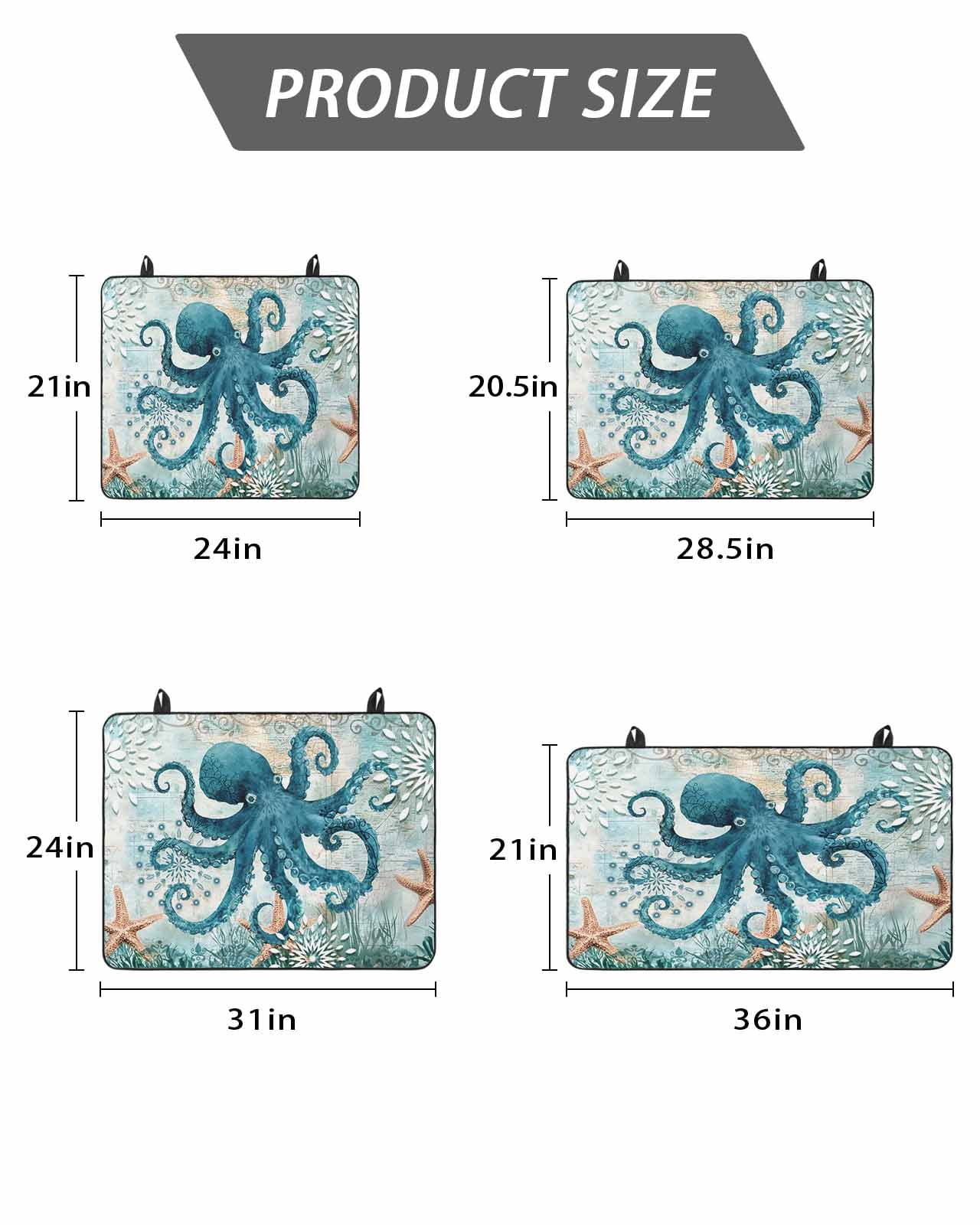Stove Top Covers for Electric Stove, Coastal Octopus Glass Stovetop Cover Protector, Teal Nautical Beach Starfish Vintage Induction Cooktop Protector Oven Mat for Kitchen Countertop 24"x21"