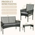 thumbnail image 3 of 3-Piece Rattan Patio Set With 2 Armchairs, Soft Waterproof Cushions & Tempered Glass Coffee Table For Backyard, Balcony, Garden Outdoor Furniture, 3 of 6