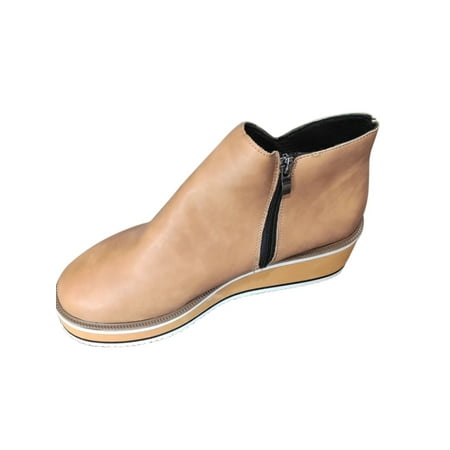 

Audeban Womens Ankle Wedge Boots Ladies Winter Casual Zip Comfy Heel Warm Work Shoes