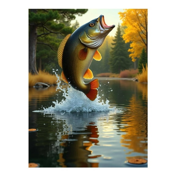 Diamond Art Kit for Adults, Realistic Bass Print No.4 Diamond Painting for Adults Beginners, 5D DIY Diamond Art Painting Kits, Colorful Diamond Painting Craft for Home Decor 12x16