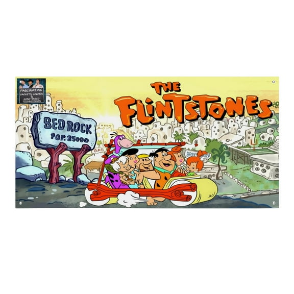Flintstones-Theme Backdrops Banner Birthday Party Decor Supplies Personalized Party Backdrop Decoration,5x3ft（150x90cm）