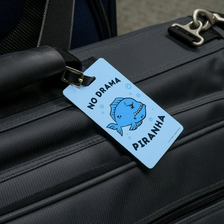 Graphics and More No Drama Piranha Fish Funny Humor Luggage ID Tags Suitcase Carry-On Cards - Set of 2, Women's, Size: One Size