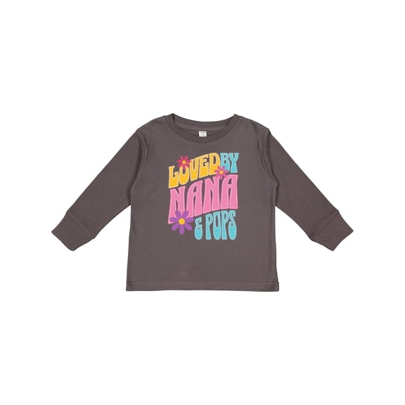 Inktastic Nana and Pops Love Me Retro Flowered Girls Long Sleeve Toddler T-Shirt