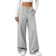 thumbnail image 3 of MLCDZ Fall Sweatpants for Women Baggy Wide Leg Elastic Waist Drawstring Lounge Sweat Pants with Pockets Lightweight Breathable Golf Athletic Trousers, 3 of 9