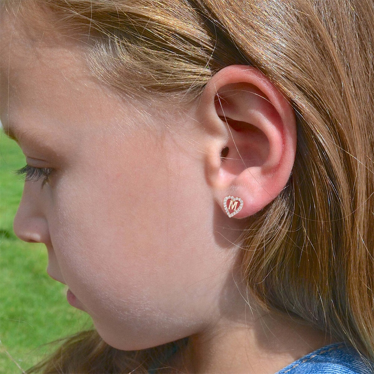 TURANDOSS Heart Initial Stud Earrings for Girls 14K Gold Plated 925 Sterling Silver Post Cubic Zirconia Heart Stud Earrings for Girls Toddler Girls Kids Hypoallergenic Walmart