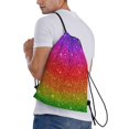 thumbnail image 3 of Kdxio Rainbow Glitter Print Drawstring Backpack Bag,Waterproof Draw String Back Sack, Gym Drawstring Bags Swim Bag For Unisex, 3 of 9