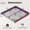 thumbnail image 2 of Floating Bed Frame King with LED Lights, Metal Platform King Size Floating LED Bed Frame with Under Bed Storage, No Box Spring Needed, Easy Assembly, Walnut, 2 of 8