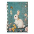 thumbnail image 2 of WOBOGO White Rabbit in Flower Pattern Notebook College Horizontal Grid Paper Ink Spill Resistant Water Resistant Cover 8.3x5.7x0.4in, 2 of 8