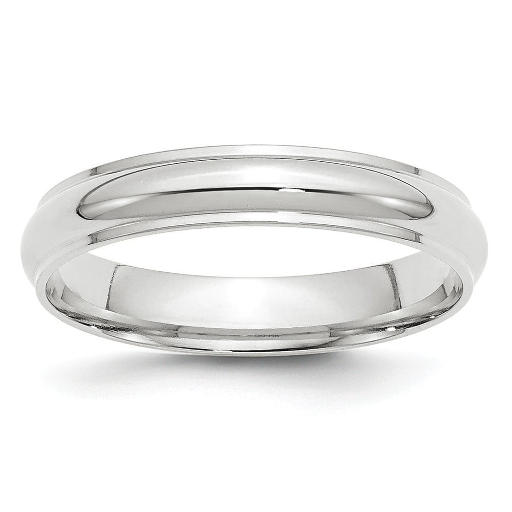 Jewelry 14k White Gold 4mm Half Round With Edge Band Ring Ring