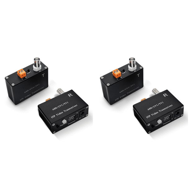 2X Balun de Vídeo Activo de 1 Canal para Cámara CCTV, Transmisor de Par BNC de Alcance para AHD TVI CVI 5/10MP