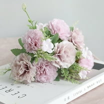 Ludlz Cream White Silk Carnation Picks, Artificial Flowers for Weddings, Decorations, DIY Decor,Simulation Flower Fadeless Widely Applied 7 Heads Vivid Carnations Artificial Flowers