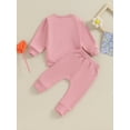 thumbnail image 5 of Elippeo Toddler Girl Fall Clothes 3M 6M 12M 18M 24M 3Y LetterHeart Print Round Neck Long Sleeve Pullover Long Pants Outfit, 5 of 10