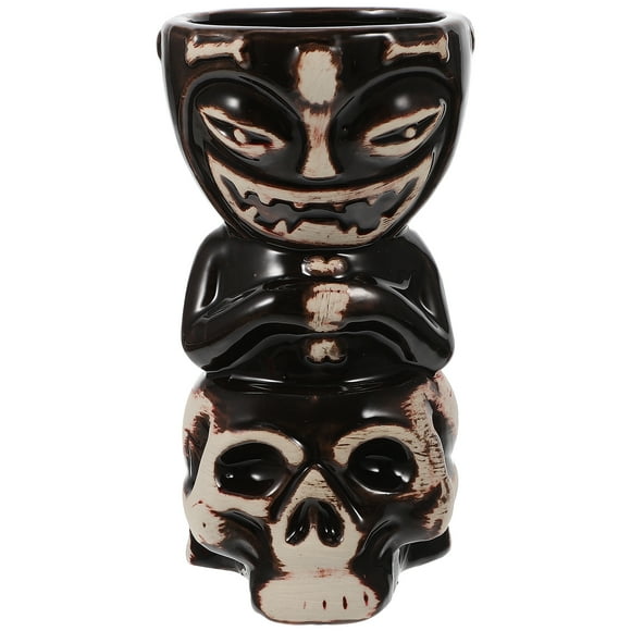 Skull Doll Tiki Mug Cocktail Cup Hawaiian Party Tiki Mug Decorative Wine Cup Ceramic Tiki Mug
