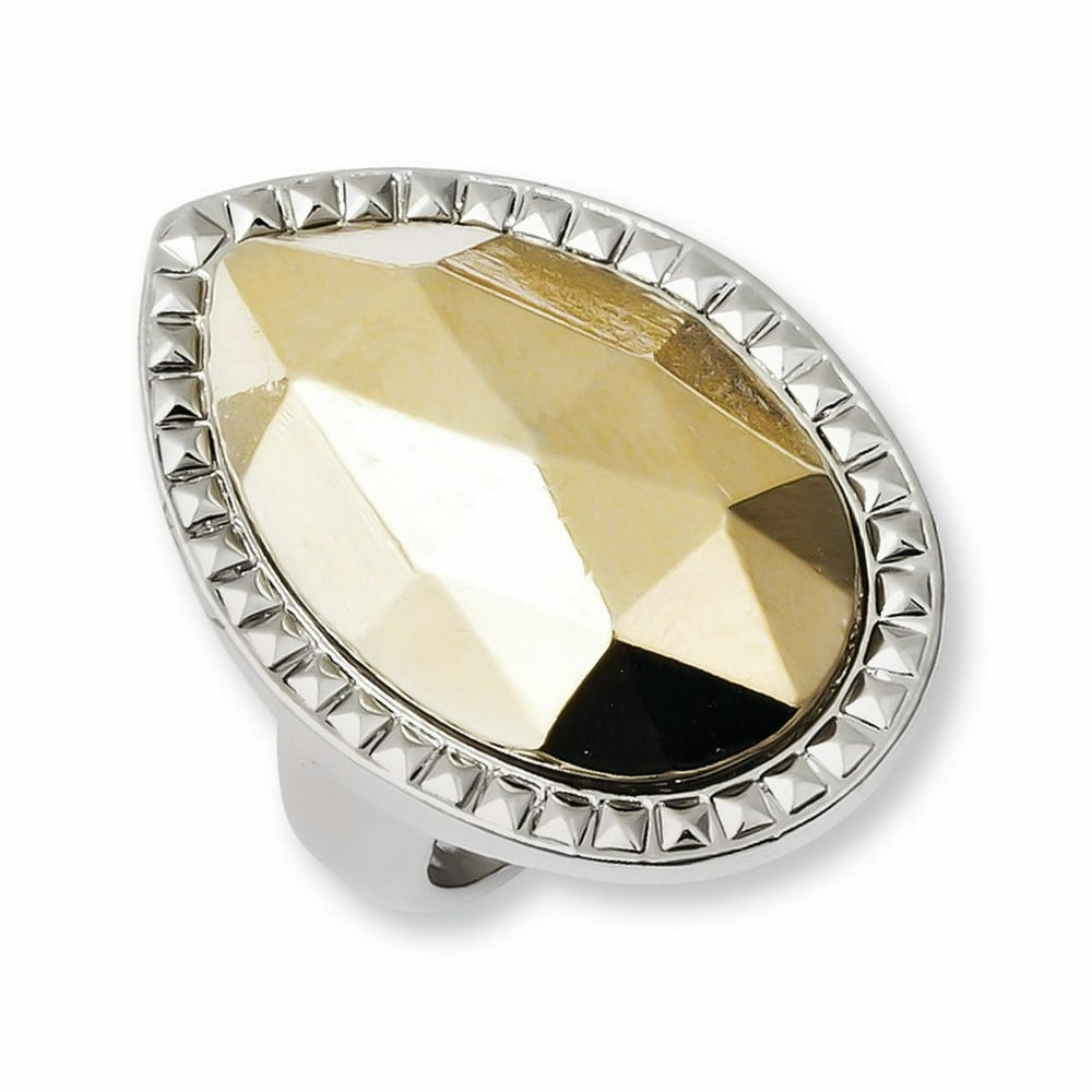 1928 Jewelry Laundry Silvertone w/Simulated Goldtone Stone Ring BF1925