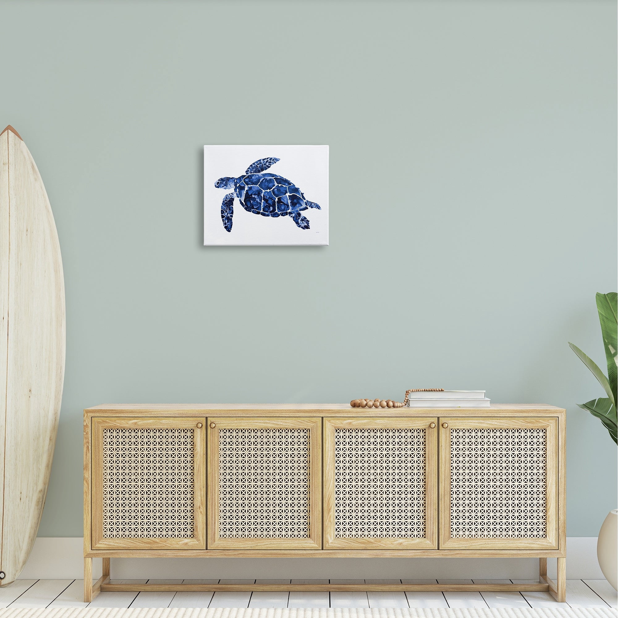 Stupell Industries Blue Speckled Sea Turtle Marine Animal Illustration Painting Gallery Wrapped Canvas Print Wall Art, Design by Patti Mann