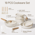 thumbnail image 3 of Carote 19 Pcs Nonstick Cookware Sets, Pots and Pans Set with Detachable Handles, Oven Safe, Induction Cookware, Stackable Kitchen Cooking Set, White, 3 of 7