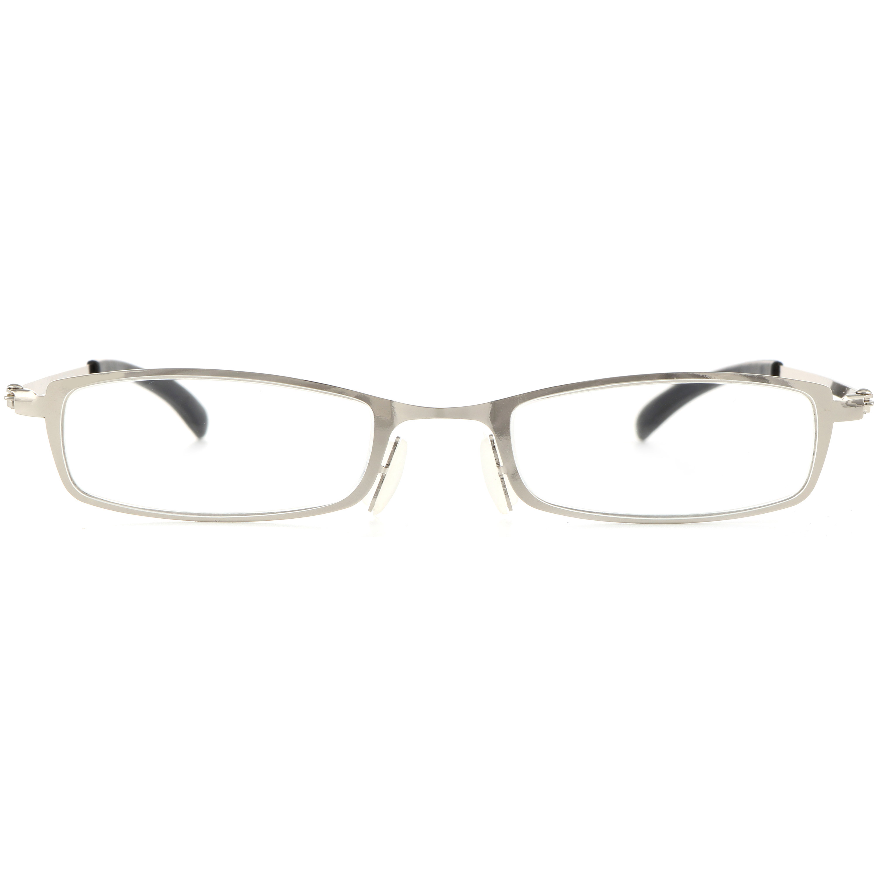 2PACK Gabii SH005 Metal Silver Rectangle Men's/Women's Reading Glasses W/Case +2.00