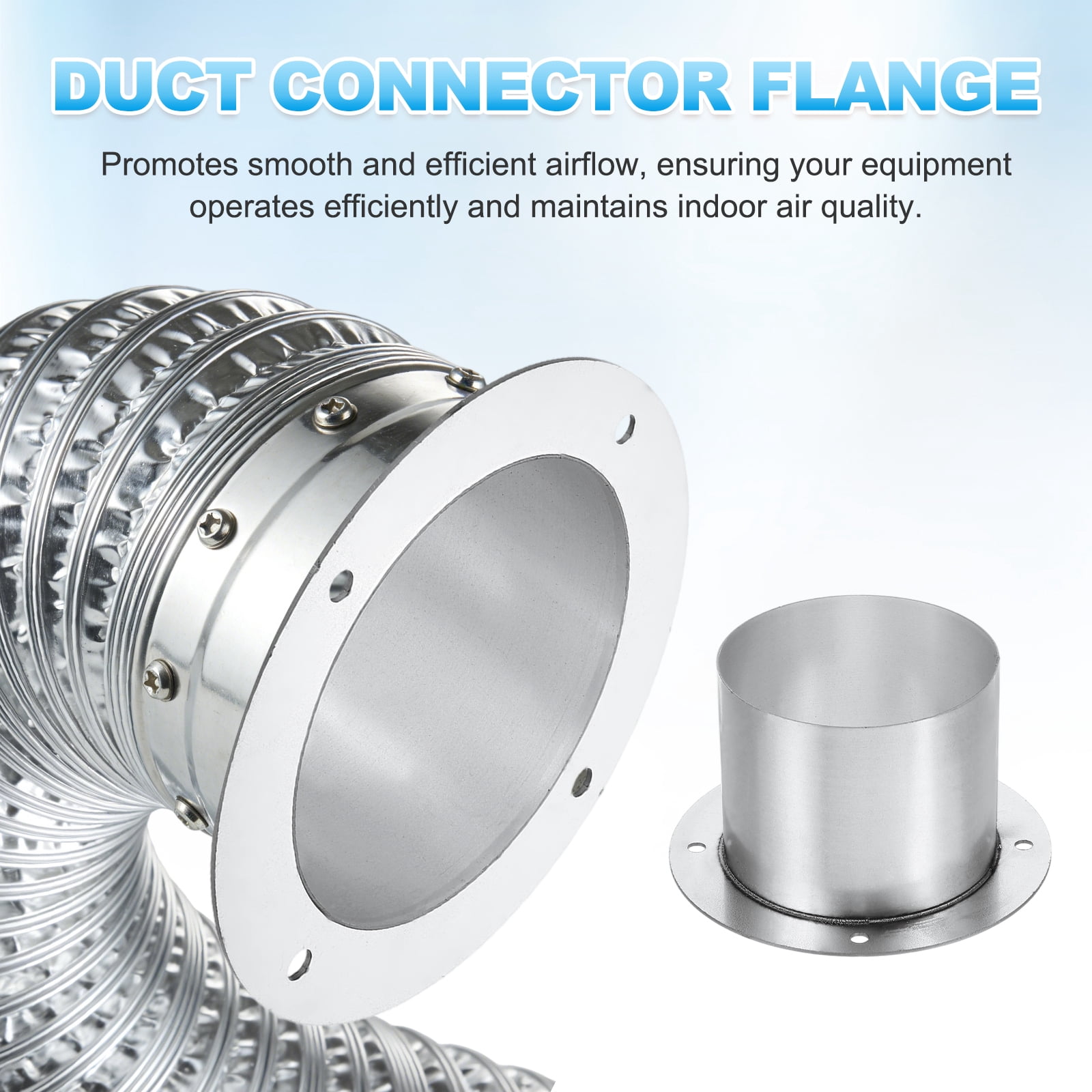 Uxcell 2pcs Duct Connector Flange (4.9", Silver) -  Galvanised Steel Round Dust Collection Fittings Dryer Vent Exhaust Pipe Hose Flange, Fits Heating Cooling Ventilation HVAC System