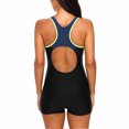 thumbnail image 7 of Women Boyleg One Piece Swimsuit Sport Swimming Costume Modest Swimwear Color Block, 7 of 7