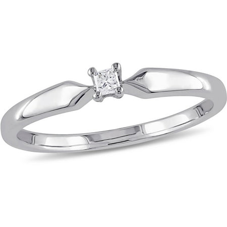 Miabella Princess-Cut Diamond-Accent Sterling Silver Solitaire Ring