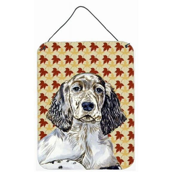 English Setter Fall Leaves Portrait Aluminium Metal Wall Or Door Hanging Prints - 12 x 16 in.