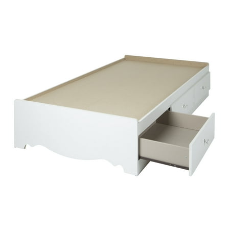 Crystal Mates Bed with 3 Drawers, Twin size, White