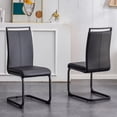 thumbnail image 1 of Noble House A set of 2 black PU leather dining chairs: black metal frame, 1 of 10