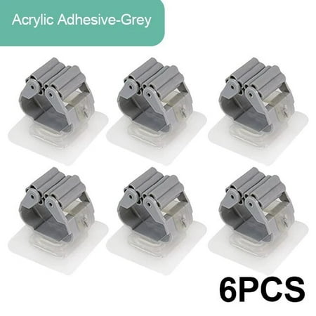 

Mop Rack Multi-purpose Hook Wall-mounted No-punch Broom Holder Clamp Bathroom Mop Clamp Wall-mounted Shelf Broom Rack Gray-6PCS