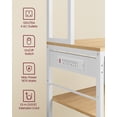 thumbnail image 4 of VASAGLE Bakers Rack with Charging Station, Coffee Bar Stand with Adjustable Storage Shelves, Fabric Drawer, 12 Hooks, Table for Microwave, Kitchen, Gold Oak and Cloud White, 4 of 5