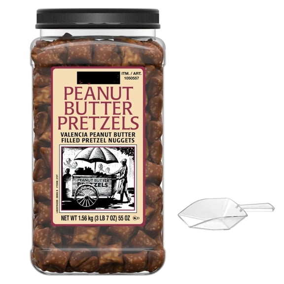 Peanut Butter Pretzels Nuggets Snack - Valencia Pretzels With Peanut Butter Filling (3 LB 7 OZ) 55 OZ with Mini Scooply Scoop