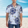 thumbnail image 4 of Lsque Turtle with Blue Stones pattern Hawaiian Shirt for Men, Unisex Summer Beach Casual Short Sleeve Button Down Shirts-Large, 4 of 9