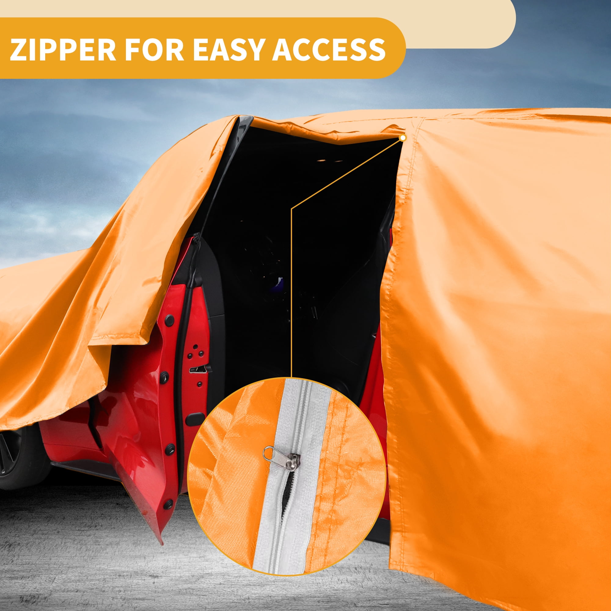 Unique Bargains Car Cover Aluminum Film Left Side Zipper 179.92"x58.27"x66.93"