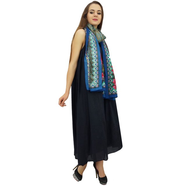 Bimba Robe Bleu Marine de Designer pour Femme avec Foulard à Imprimé Floral Tenue d'Été - 18