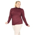 thumbnail image 2 of Stretch Is Comfort Women's Plus Size Warm Long Sleeve Turtleneck Top Burgundy 3X, 2 of 6