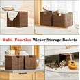 thumbnail image 5 of Wicker Storage Baskets, Set of 2 Hand-Woven Storage Baskets for Shelves with Handles, Foldable Cube Storage Baskets Bins Organizer 13 inch Large Wicker Baskets for Pantry Bedroom Decor, Brown, 5 of 13