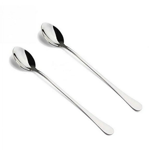 Long Handle Spoon, 2 Pcs 7.6 Inch Stainless Steel Spoon Iced Tea Spoons for Mixing Ice Cream Coffee Spoon Milkshake Dessert Spoon Cocktail Stirring Spoons