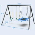 thumbnail image 3 of KloKick 600lbs 3 Seat Metal Swing Set, 1 Platform Swing Seat and 2 Belt Swing Seat Outdoor Heavy Duty A-Frame Metal Playset for Kids Adult Backyard, 3 of 10