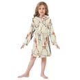 thumbnail image 6 of FORMRS Niños Bathrobe Unisex Hooded Robe Soft Plush Pajamas Sleepwear, Size 10-12T, Light Red Flowers, 6 of 7