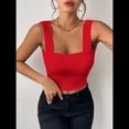 thumbnail image 4 of Top Corto Sexy Sin Mangas Ajustado con Tirantes Básicos para Mujer 2025 Rojo M, 4 of 7