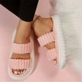 thumbnail image 3 of Women's Cross Band Slippers Soft House Slippers Plush Warm Cozy Open Toe Fluffy Home Shoes Comfy Indoor Outdoor Slip On Breathable, 3 of 3