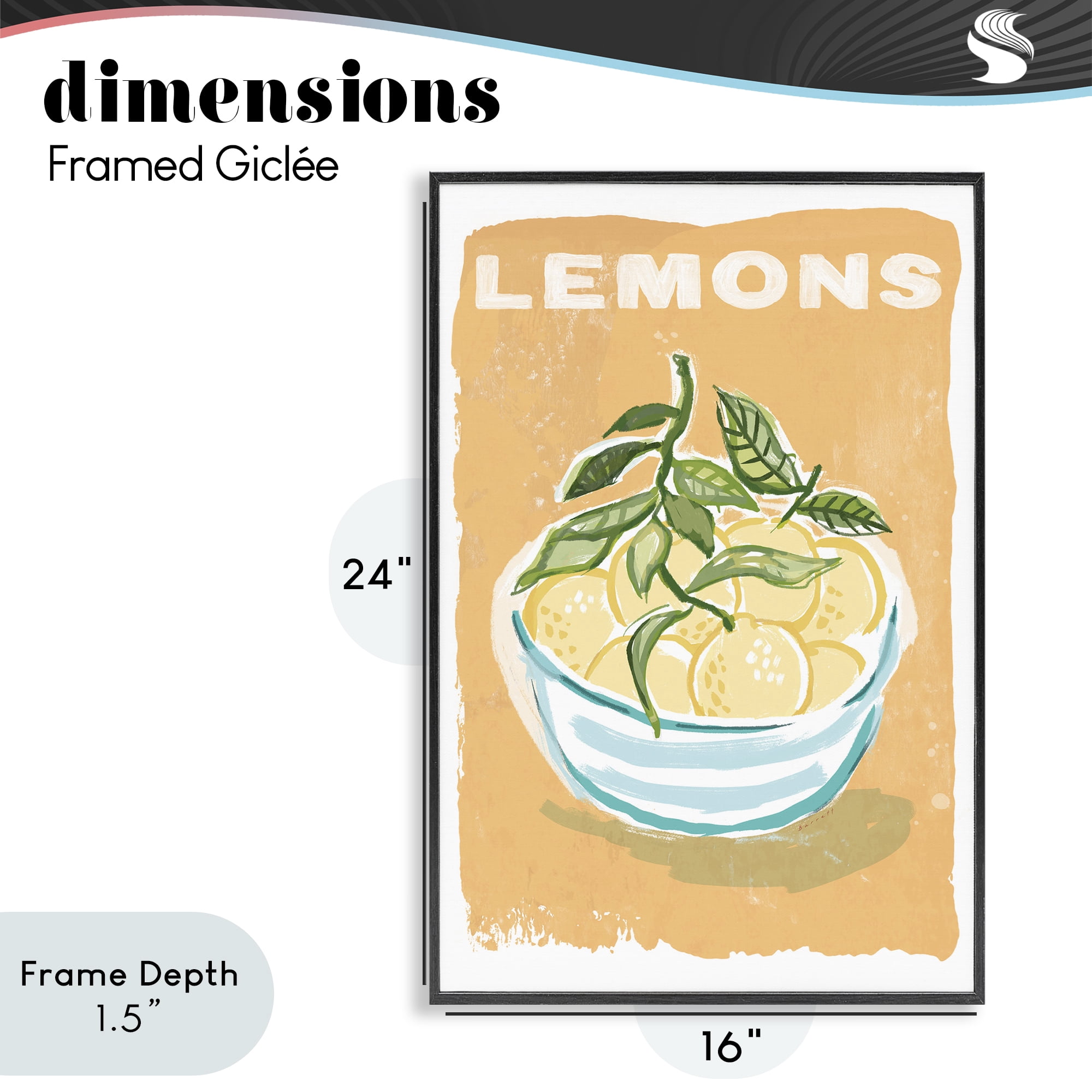 Stupell Industries Lemon Twist Motif Black Framed Giclee Art, design by Chad Barrett