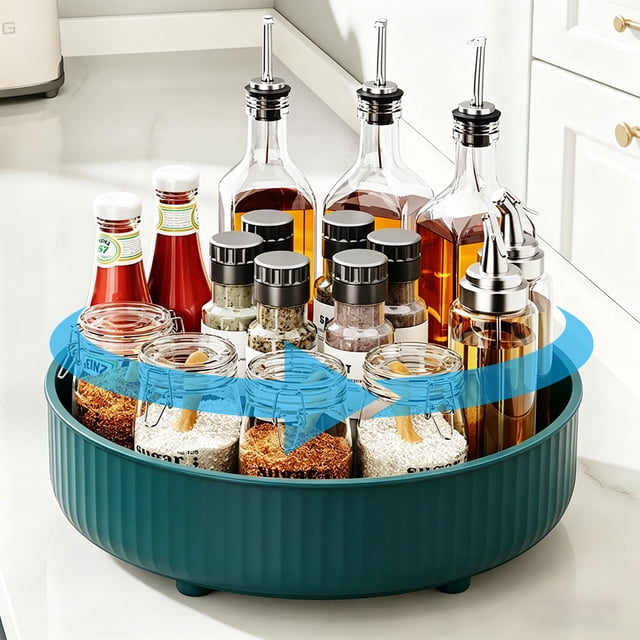 Organizador giratorio para especias | Bandeja giratoria para encimera de cocina | Almacena condimentos, salsa de soja, vinagre, fruta, maquillaje