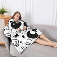 thumbnail image 5 of Oversized Wearable Blanket Hoodie,Halloween Black Doodle Elements Sherpa Blanket Hoodie with Super Pockets,Super Warm Fuzzy Pullover for Women & Men, 5 of 6