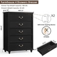 thumbnail image 2 of Joaxswe 5 Drawer Dresser for Bedroom, Tall Wood Dresser with Large Drawer & Delicate Handles for Closet, Living Room, Hallway, Black, 2 of 9