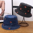 thumbnail image 5 of Vjnyvs Strawberry Print Bucket Hat - Cute Summer Beach Hat for Women Men, Sun Protection Wide Brim Fisherman Cap, 5 of 7